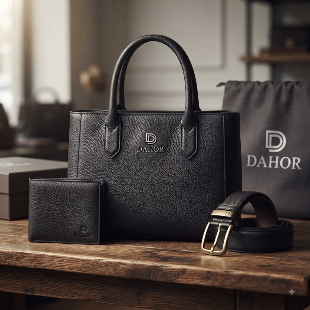 DAHOR signature tote in pebbled full-grain leather