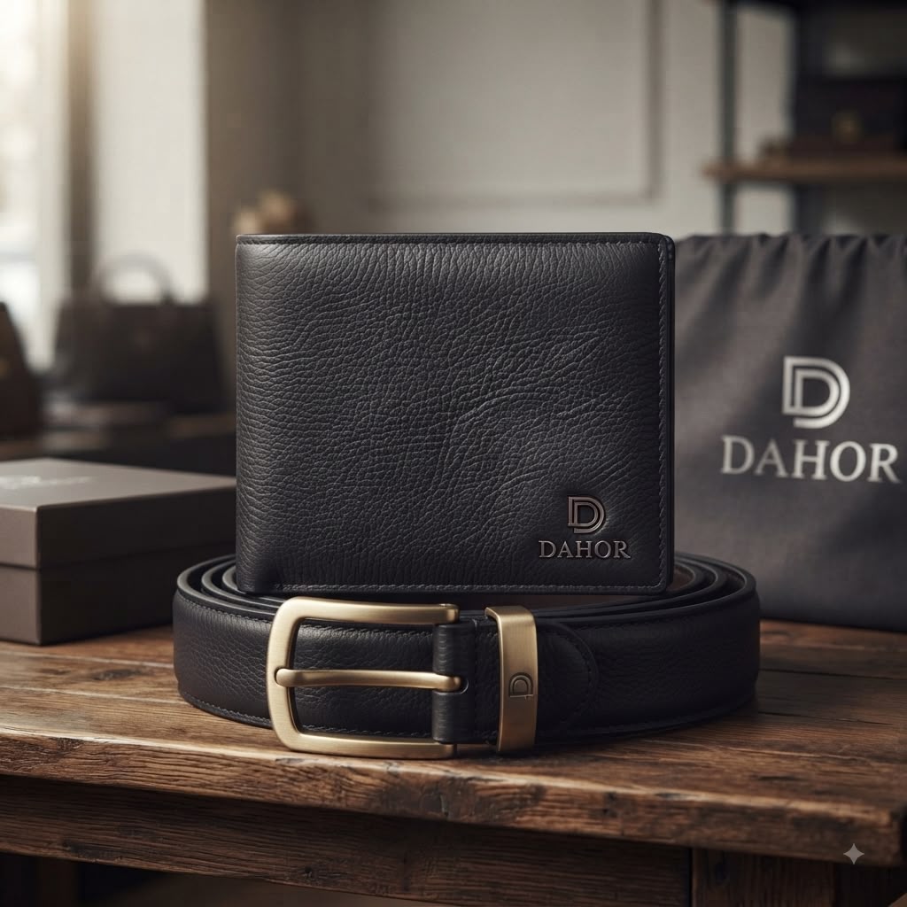 DAHOR heritage bifold wallet in pebbled full-grain leather
